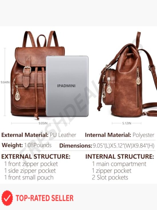Mini Vegan Leather Backpack Purse Women Fashion Cute Small Travel Daypack main image 6